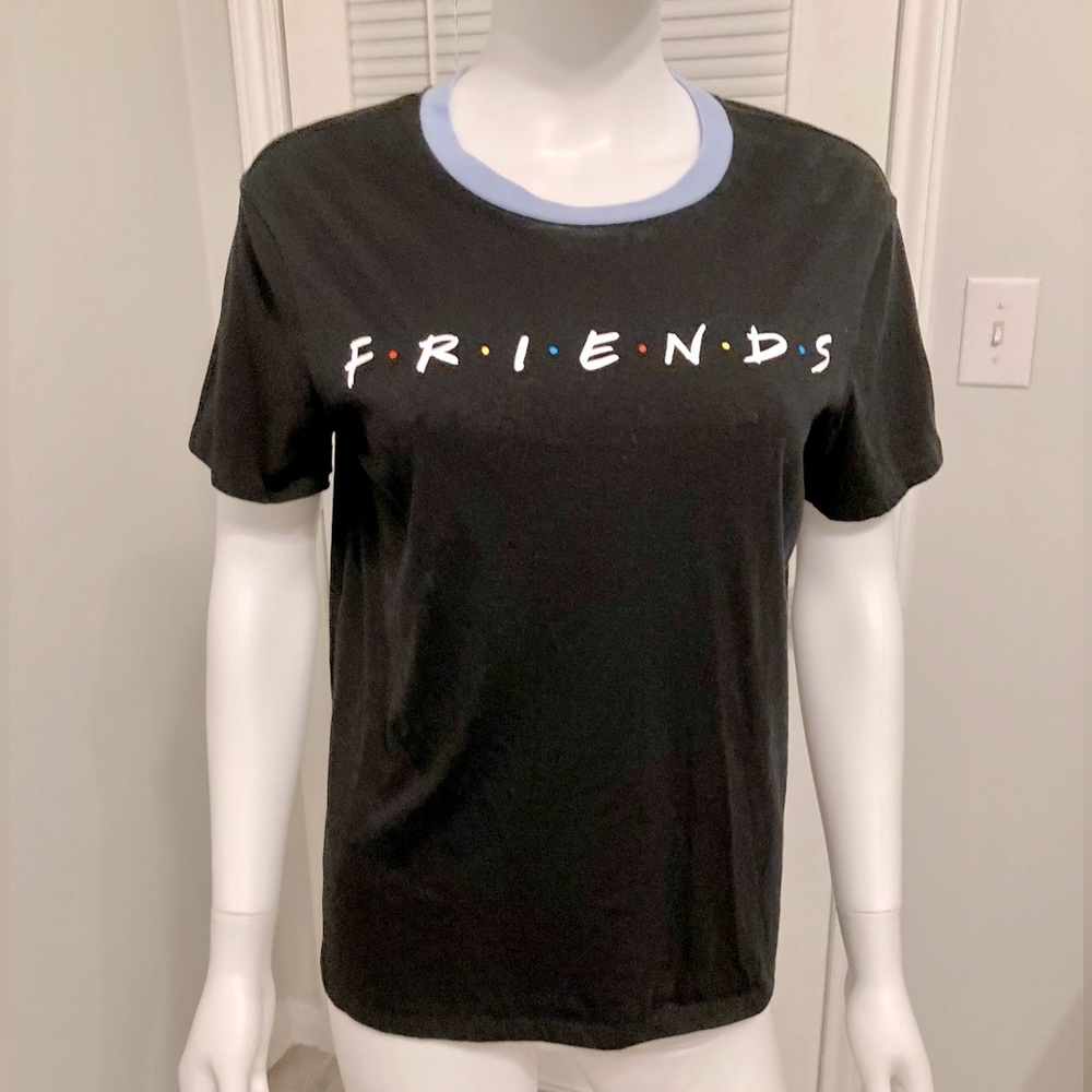 Vintage FRIENDS TV Show T-Shirt Black Graphic Tee Short Sleeve Youth SZ-S